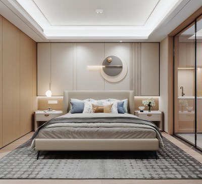 现代主卧室3D模型下载